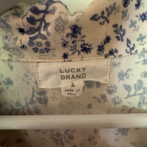 Lucky Brand | Short Sleeve Utility Dress | Printed Blue Floral - Picture 8 of 8